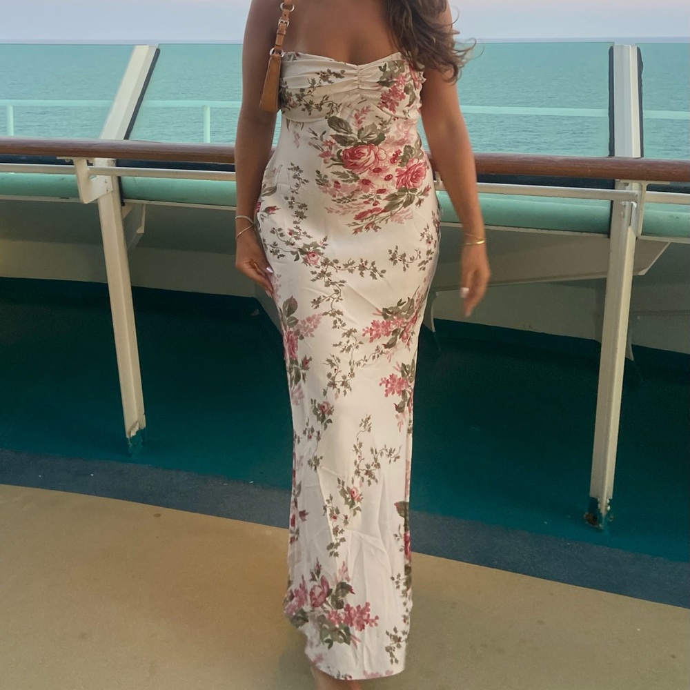 Princess Polly Abeila Strapless Maxi Dress Pink Multi